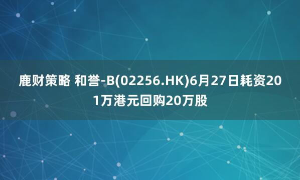 鹿财策略 和誉-B(02256.HK)6月27日耗资201万港元回购20万股